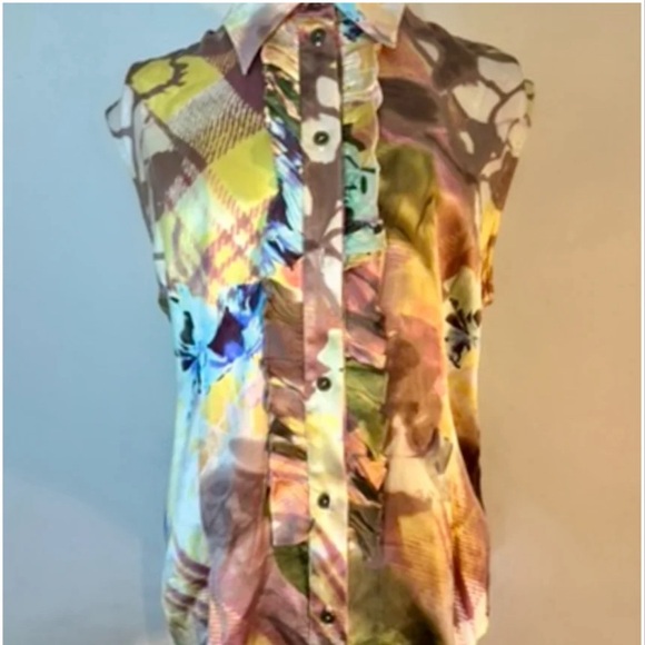 Christian Dior vintage silk sleeveless button up from FW ‘01 by John Galliano. - Picture 8 of 9